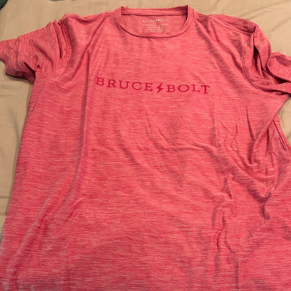 Bruce Bolt Men's Short Sleeve Crew Tee in Heather Coral Size Small